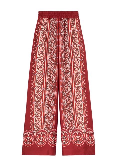 Pantaloni in seta a palazzo multicolore La double j - donna LA DOUBLE J | TRO0026SIL006COB01RE01